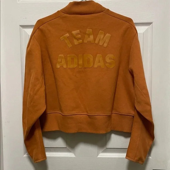 Adidas | Varsity | MockNeck | Burnt Orange | Pullover| Crop Sweatshirt | Size L - Picture 9 of 16
